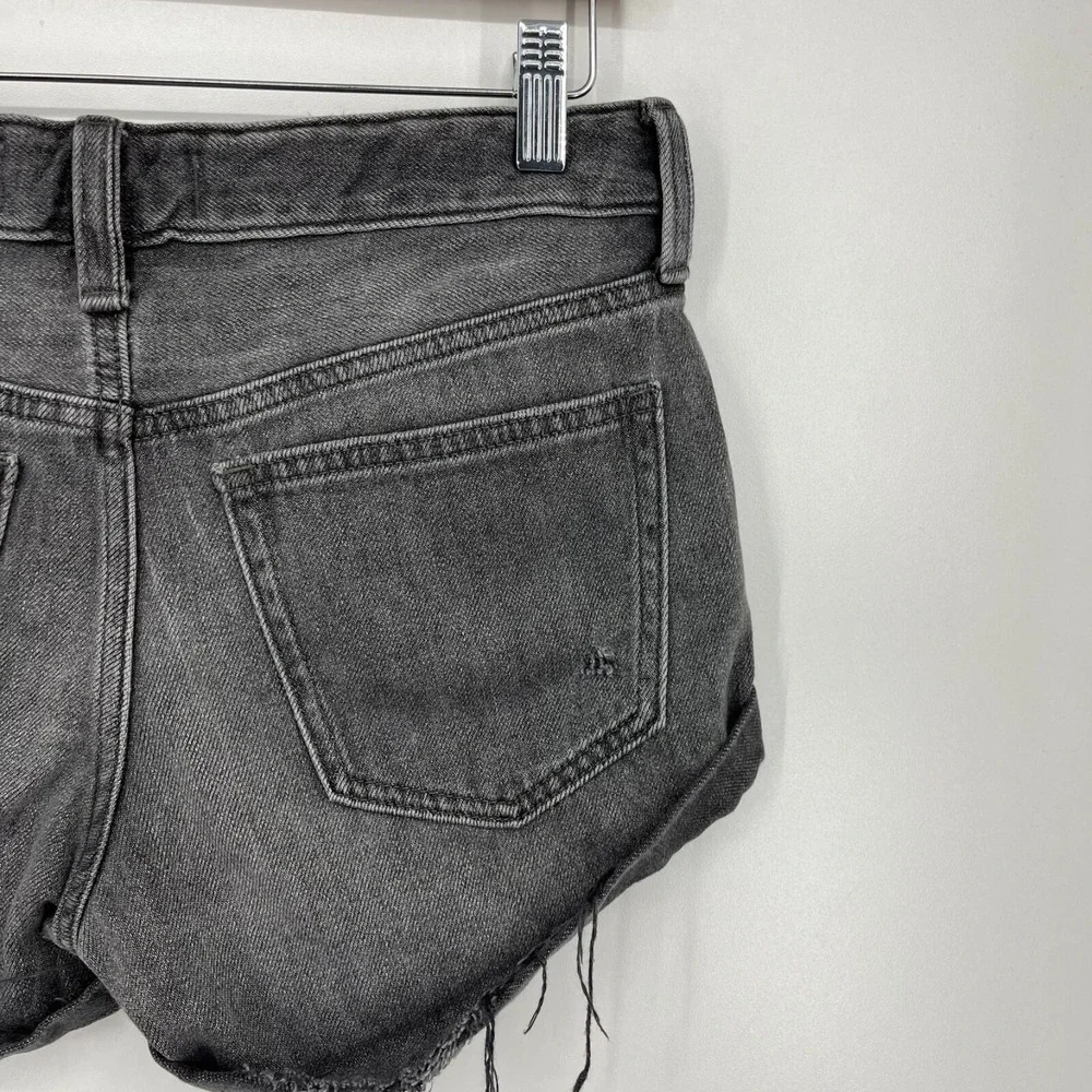 Free People We The Free Makai Cutoff Denim Shorts Distressed Black 25 Button Fly